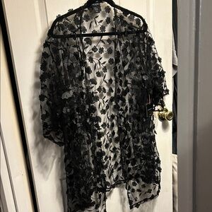 Black Floral Sheer Blouse